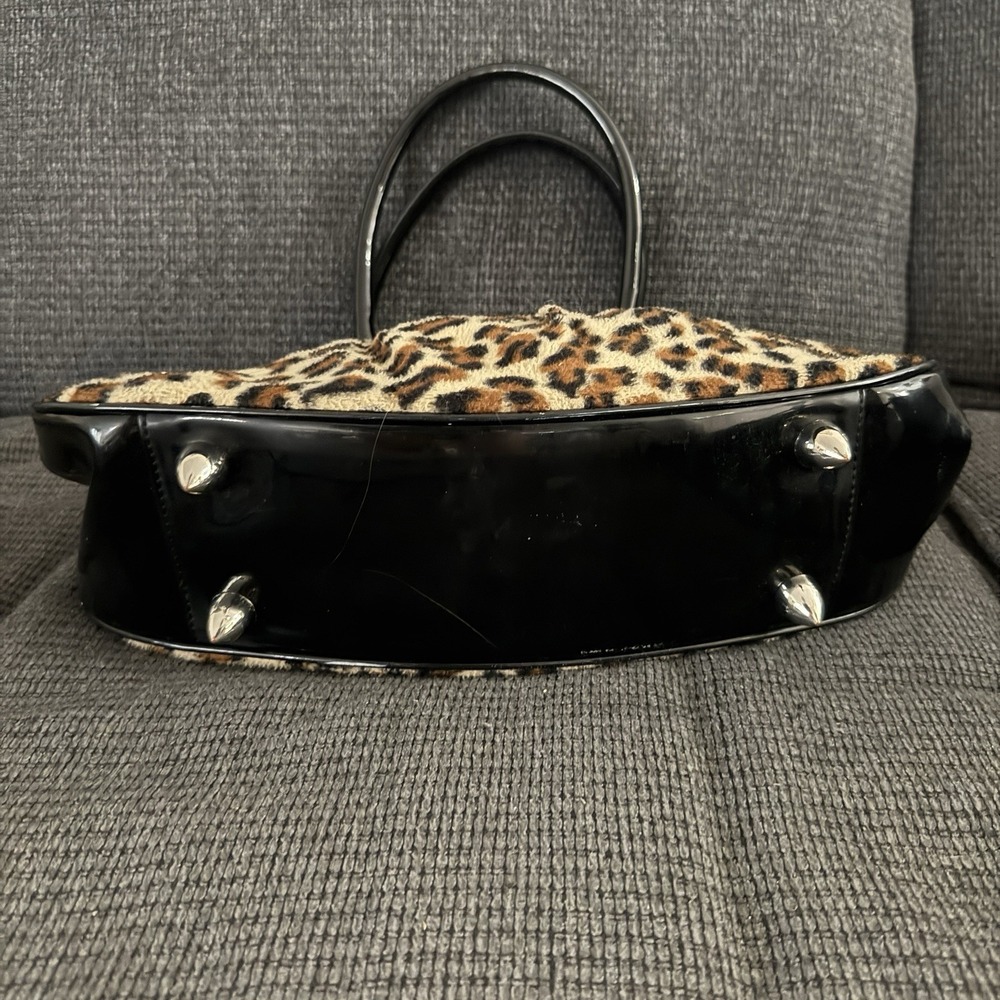 Lux de Ville Kiss Lock Leopard Print Black Patent Leather Frame Bag Pin Up - Picture 3 of 9